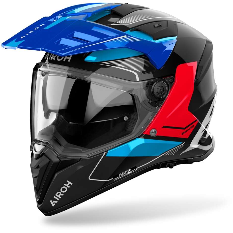 Airoh BANDIT TUNE Adventure Motorcycle Helmet Glossy Blue Red