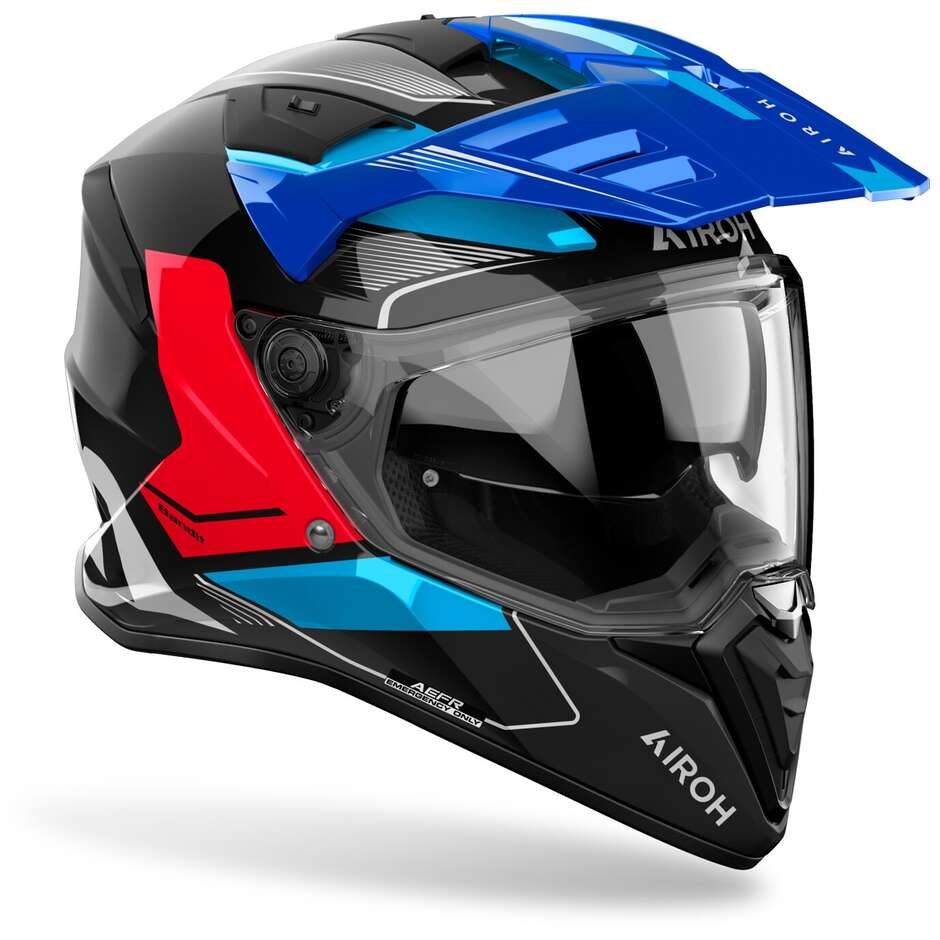 Airoh BANDIT TUNE Adventure Motorradhelm glänzend blau rot