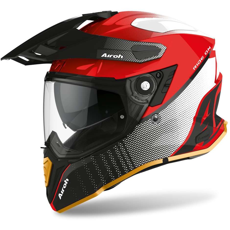 Airoh Full On-Off Motorcycle Touring Helmet COMMANDER Progress Special Edition Red Gloss
