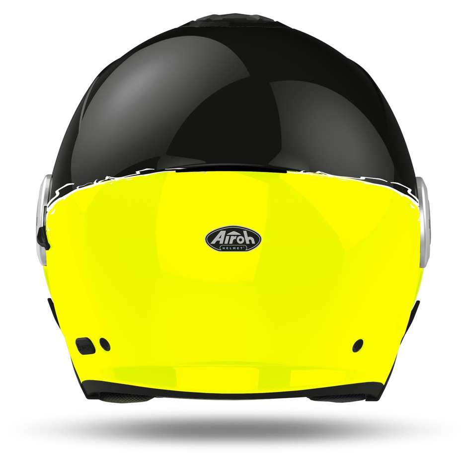 Airoh HELIOS Fluo Double Visor Motorcycle Helmet Black Glossy Yellow
