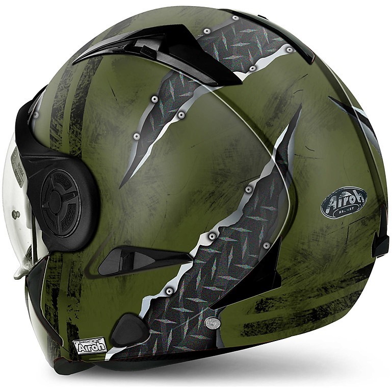 Casco jet integrale modulare moto Airoh J106 Command green matt helmet casque 