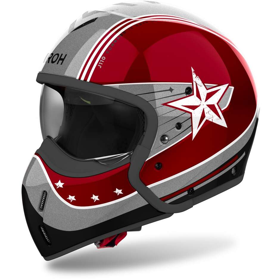 Airoh J110 COMMAND Burgundy Glossy Jet Motorcycle Helmet