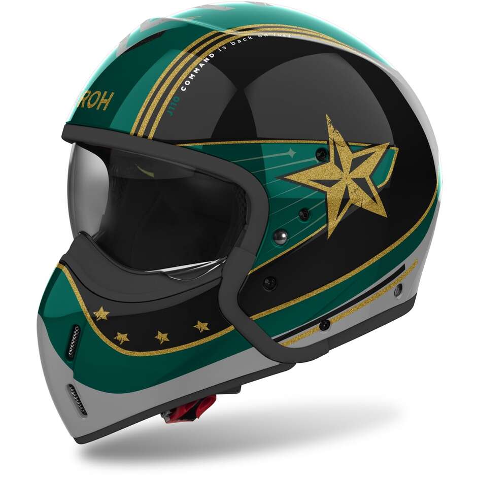 Airoh J110 COMMAND Jet Motorcycle Helmet Glossy Mint Green