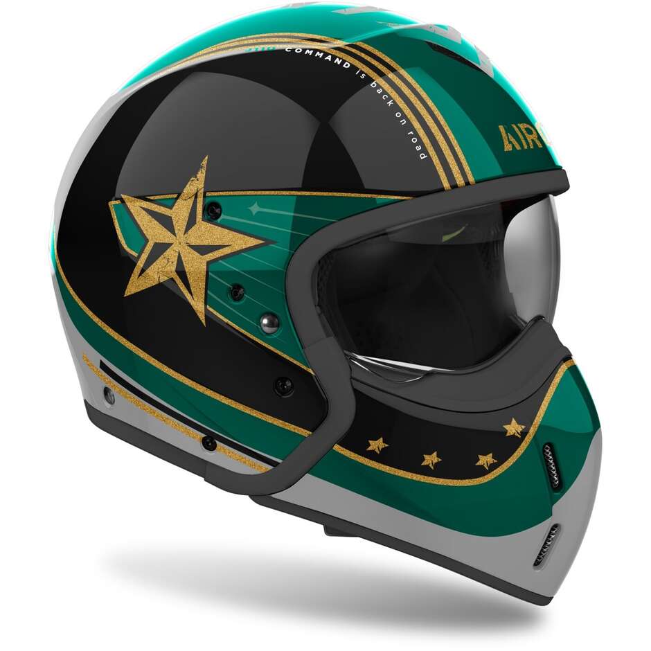 Airoh J110 COMMAND Jet Motorcycle Helmet Glossy Mint Green