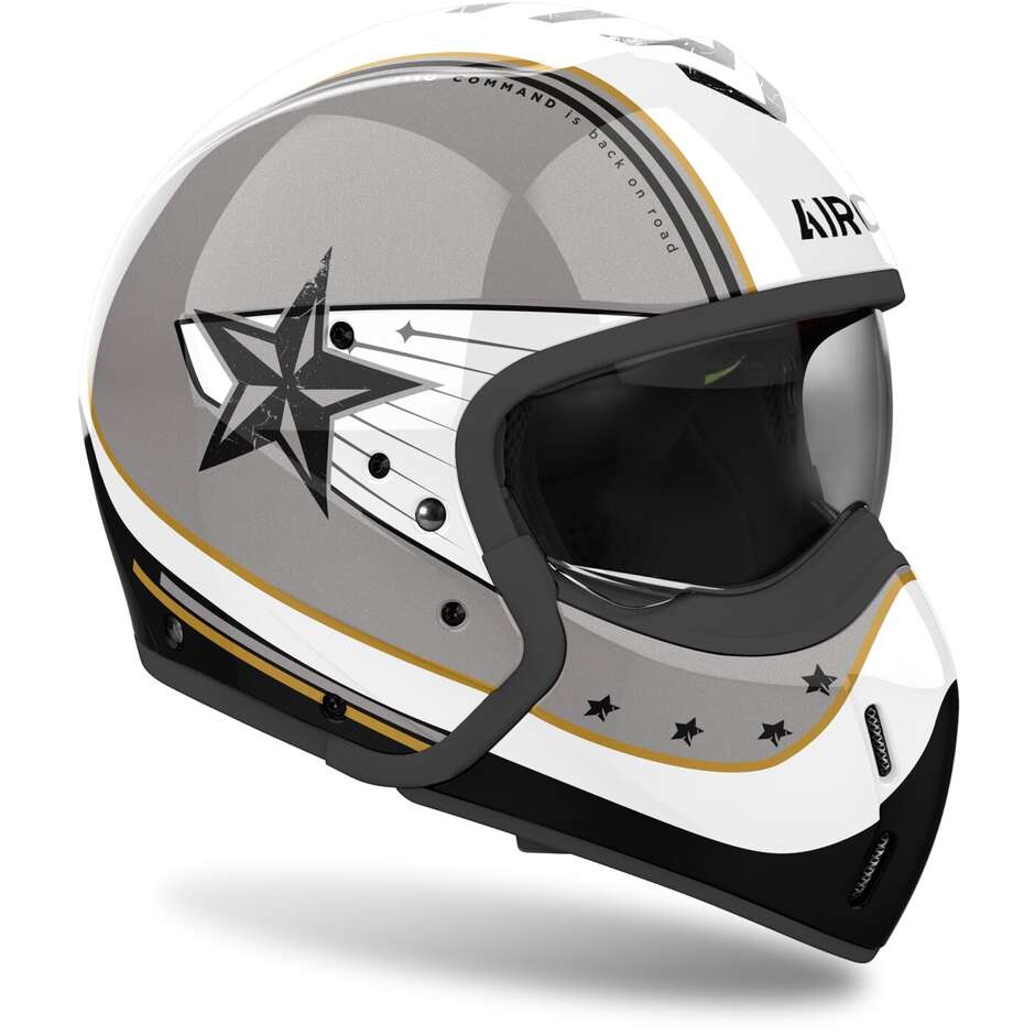 Airoh J110 COMMAND Jet Motorcycle Helmet Gold Glitter