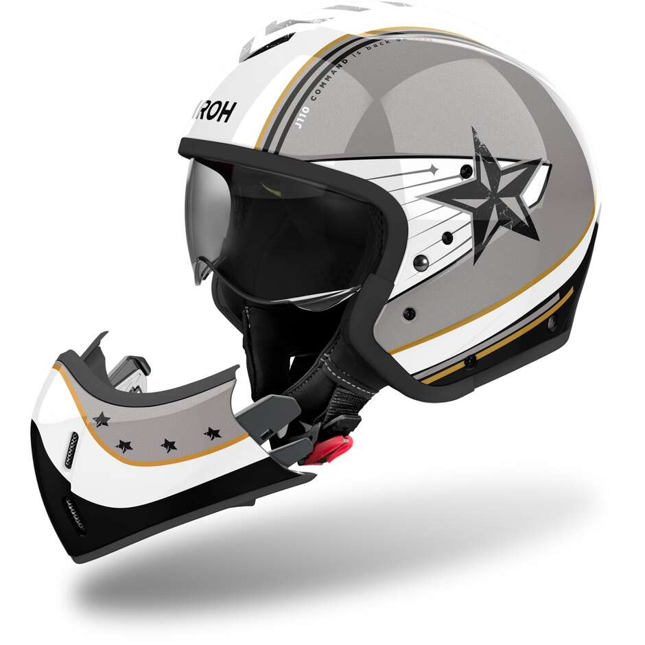 Airoh J110 COMMAND Jet Motorcycle Helmet Gold Glitter