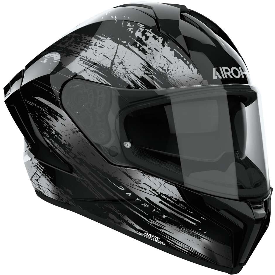 Airoh MATRYX REFLEX Full Face Motorcycle Helmet, Glossy Grey