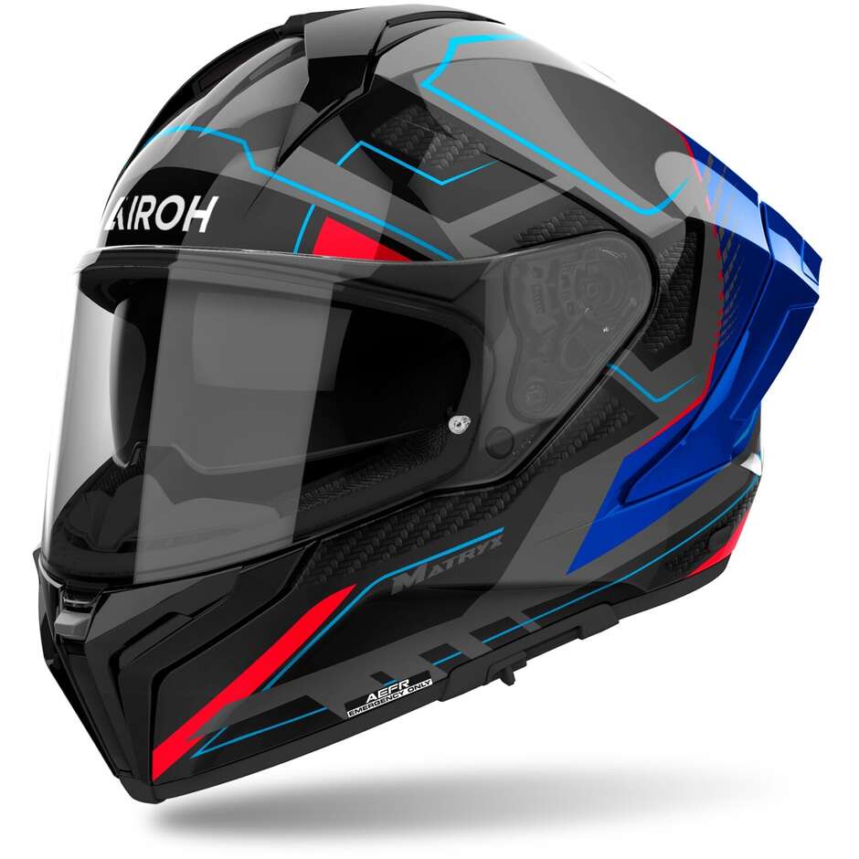 Airoh MATRYX ROCKET Integral-Motorradhelm, glänzendes Blau-Rot