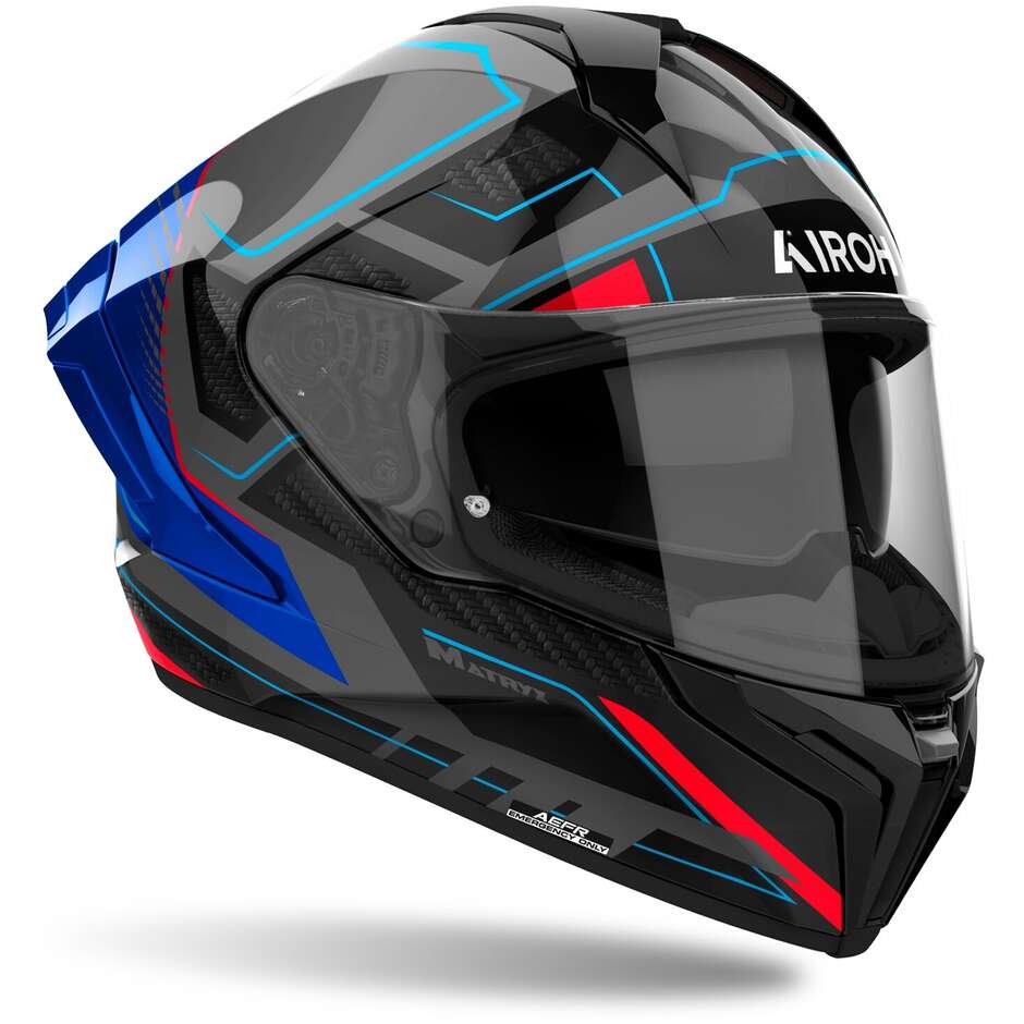 Airoh MATRYX ROCKET Integral-Motorradhelm, glänzendes Blau-Rot