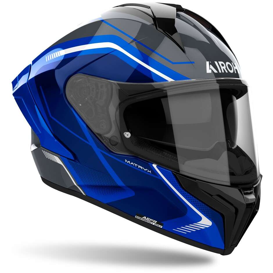 Airoh MATRYX WIDE Integral-Motorradhelm, glänzendes Blau