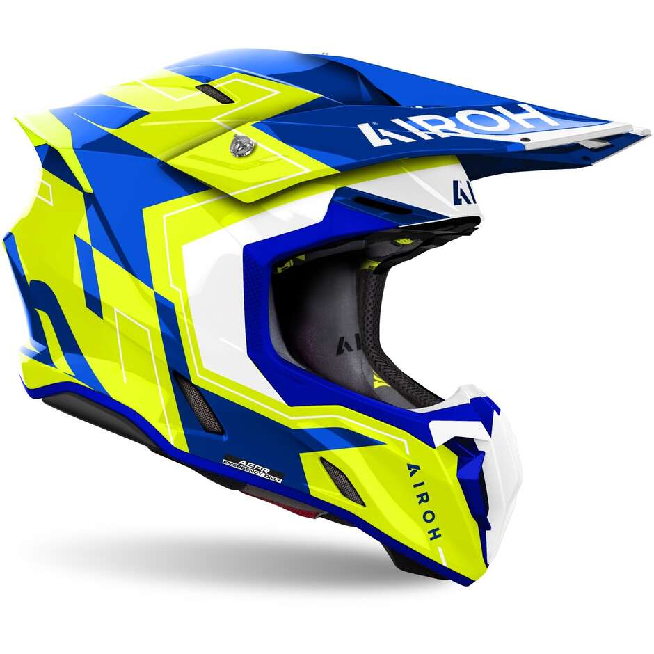 Airoh TWIST 3 DIZZY Cross Enduro Motorcycle Helmet Glossy Blue Yellow
