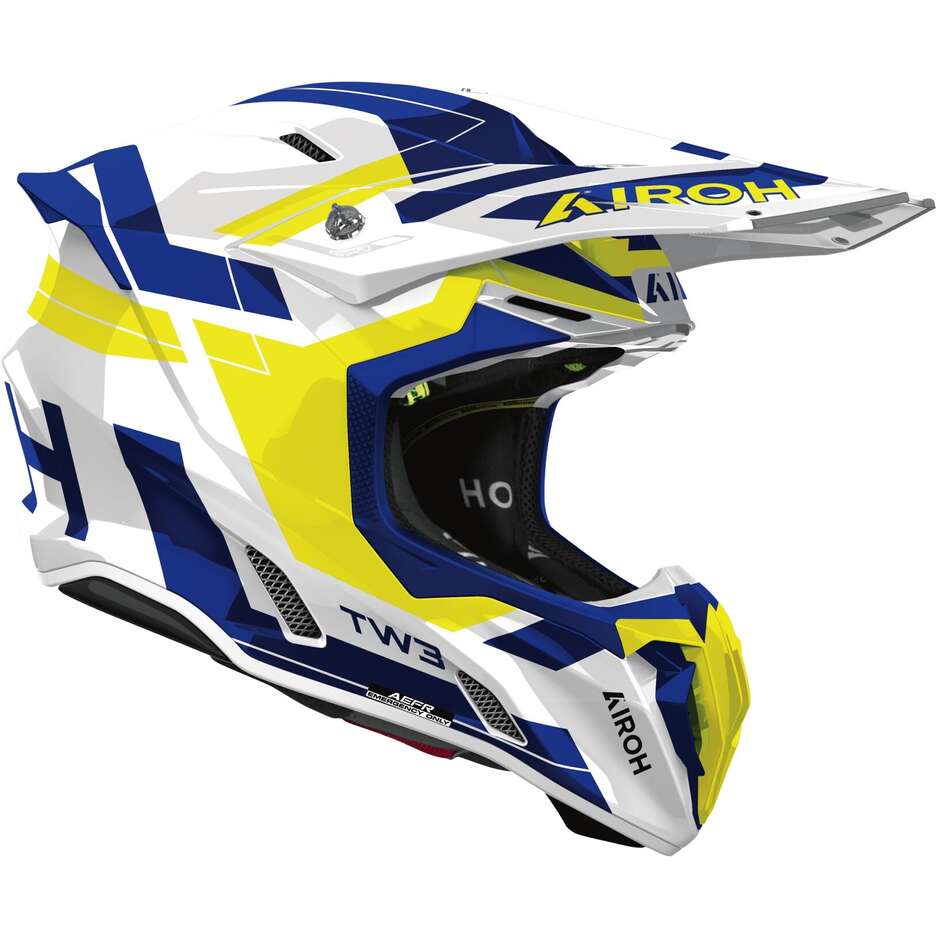 Airoh TWIST 3 DYNASTY Motocross Enduro Helmet, Glossy Blue and Yellow