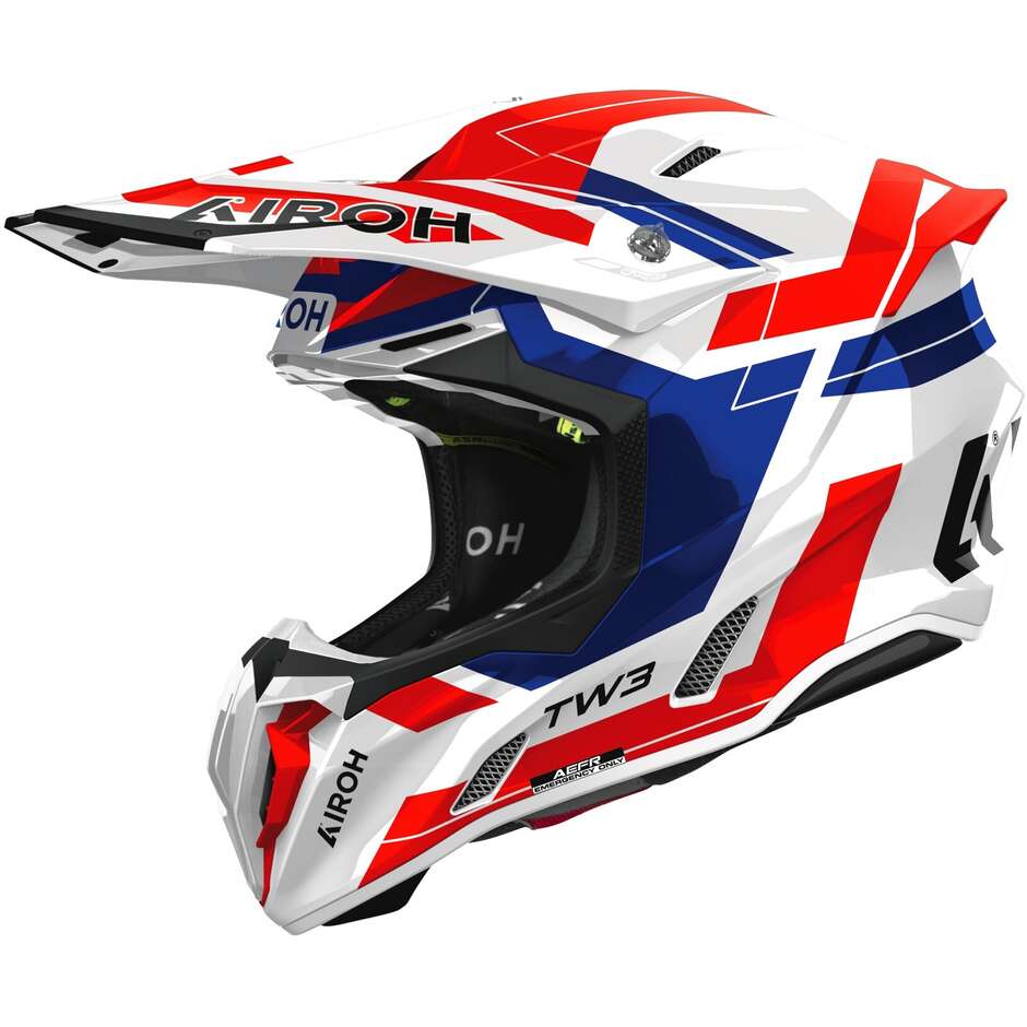 Airoh Twist 3 Dynasty Motocross Enduro Helmet, Glossy Red and Blue
