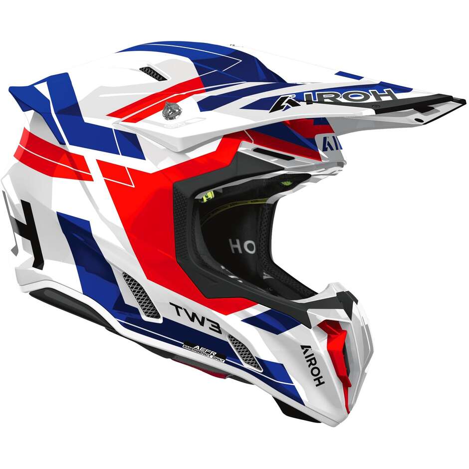 Airoh Twist 3 Dynasty Motocross Enduro Helmet, Glossy Red and Blue