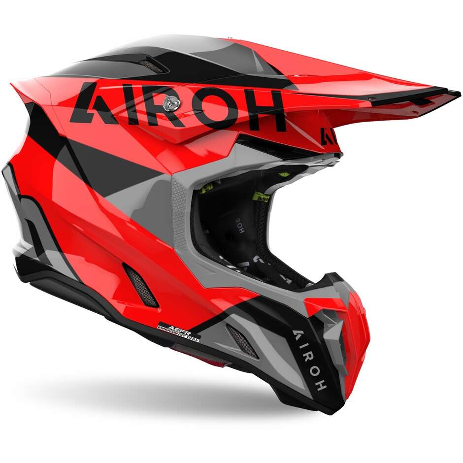 Airoh TWIST 3 KING Glossy Red Cross Enduro Motorcycle Helmet