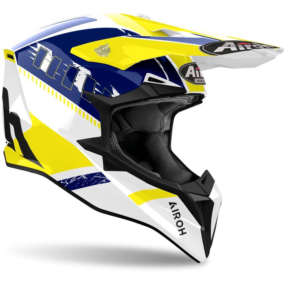 Airoh WRAAAP FEEL Yellow Blue Cross Enduro Motorcycle Helmet