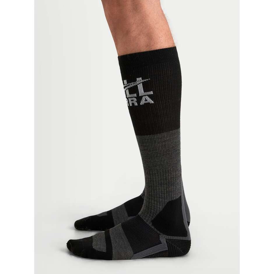 Alpinestars AT 8 Merino-Socken Dunkelgrau Schwarz Motorradsocken