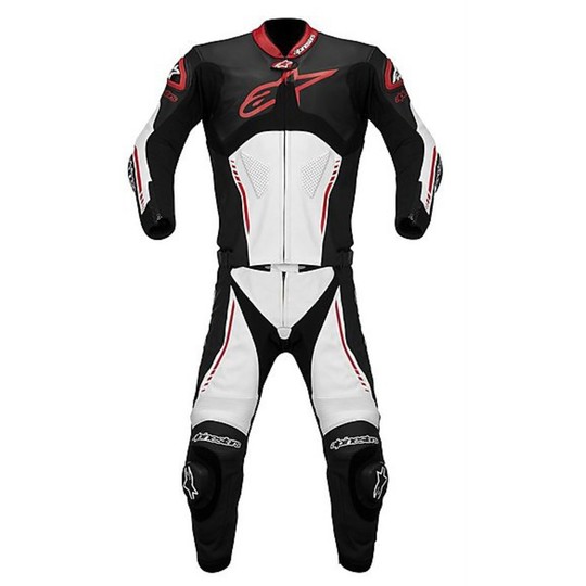 Alpinestars ATEM COMBI LEATHER SUIT Combinaison de moto en cuir divisible Noir Blanc Rouge