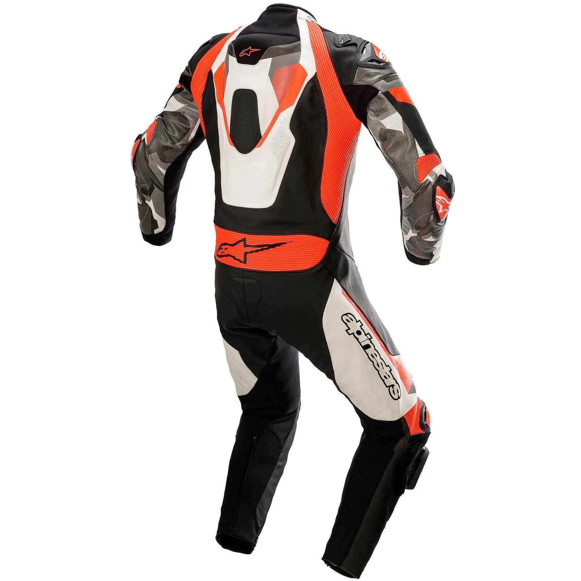 Alpinestars ATEM V4 1 PC Full Motorcycle Suit Gray Fluo Red Black