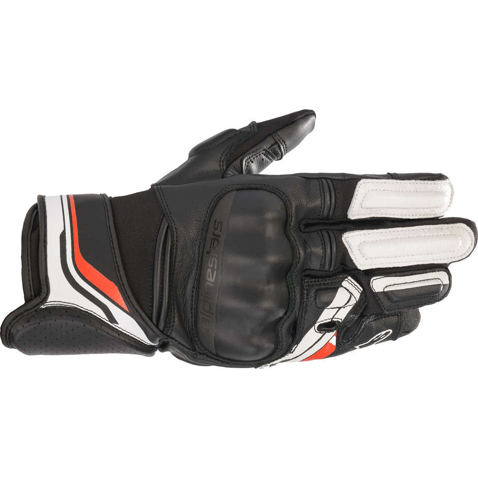 Alpinestars BOOSTER V2 Black White Leather Motorcycle Gloves