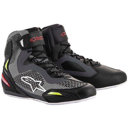 Alpinestars Certified Motorcycle Shoes FASTER-3 RIDEKNIT Black Gray Red Yellow Fluo