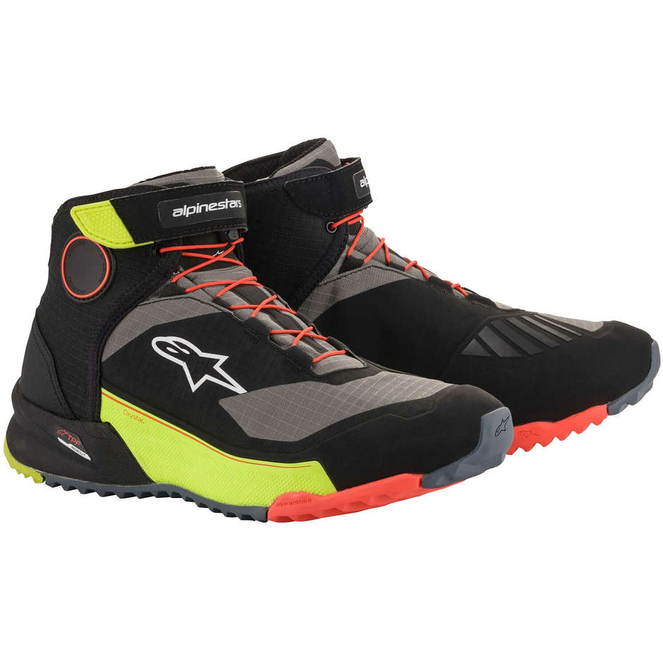 Alpinestars CR-X Drystar Motorcycle Shoes Black Yellow Fluo Red