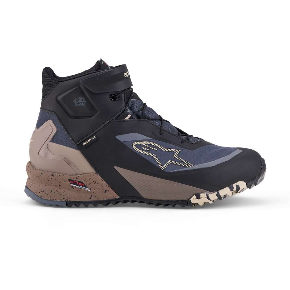 Alpinestars CR-X GORE-TEX Motorrad-Abenteuerschuhe Schwarz Dunkelgrau Beige