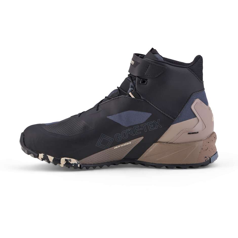 Alpinestars CR-X GORE-TEX Motorrad-Abenteuerschuhe Schwarz Dunkelgrau Beige
