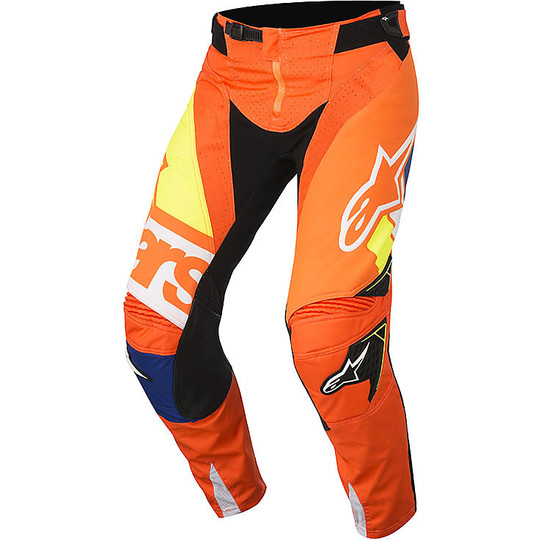 Alpinestars Cross Enduro Motorcycle Trousers Techstar New Factory Orange Fluo / Blue / Yellow Fluo