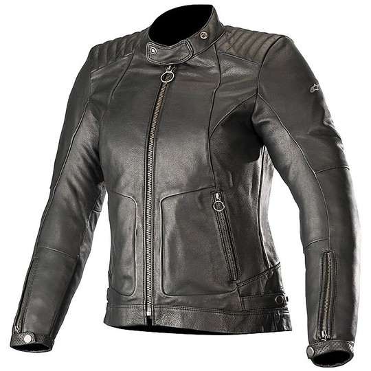 Alpinestars Custom Lady Leather Motorcycle Jacket Lady Black