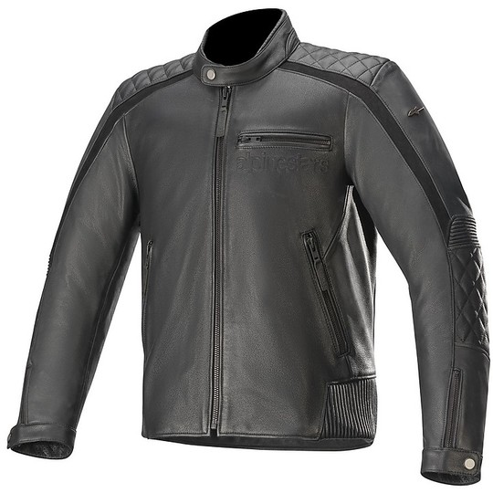 Alpinestars Custom Leather Motorcycle Jacket HOXTON v2 Black