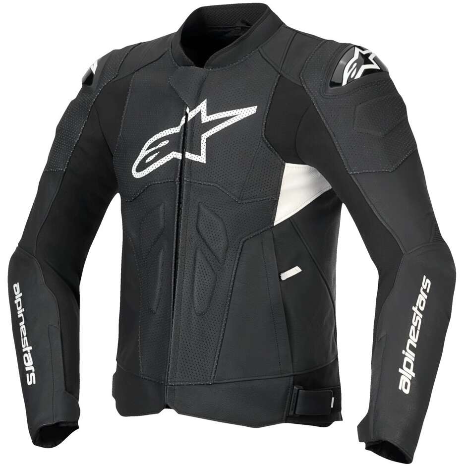 Alpinestars DUSK AIRFLOW Leder Motorradjacke Schwarz Weiß