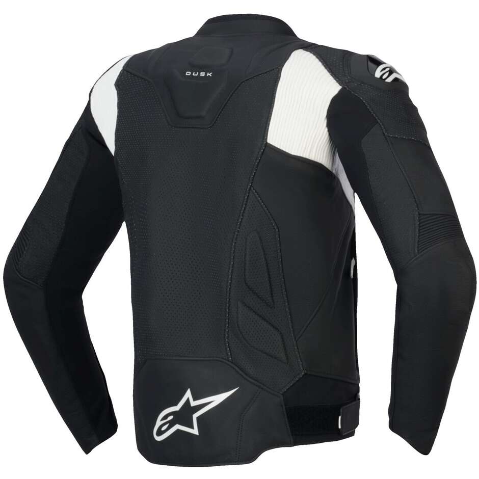 Alpinestars DUSK AIRFLOW Leder Motorradjacke Schwarz Weiß