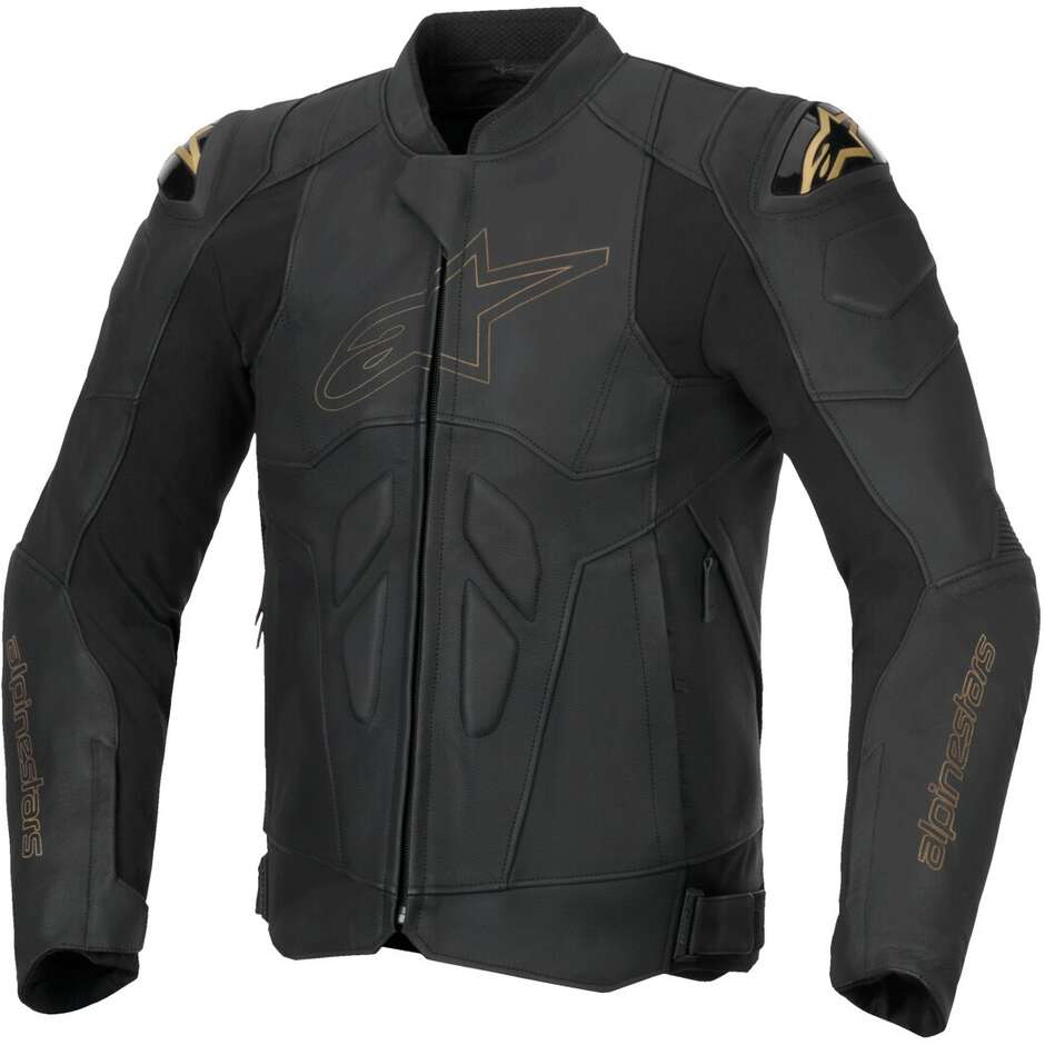 Alpinestars DUSK Leather Motorcycle Jacket Black LASER