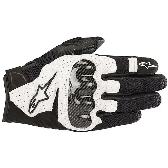Alpinestars Fabric Motorcycle Gloves SMX-1 AIR v2 Black White
