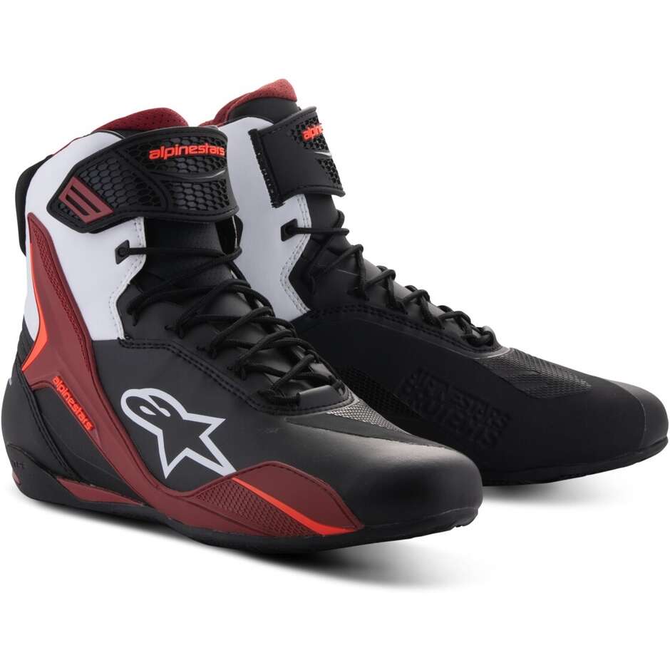 Alpinestars FASTER-4 Motorcycle Shoes Black White Dark Red