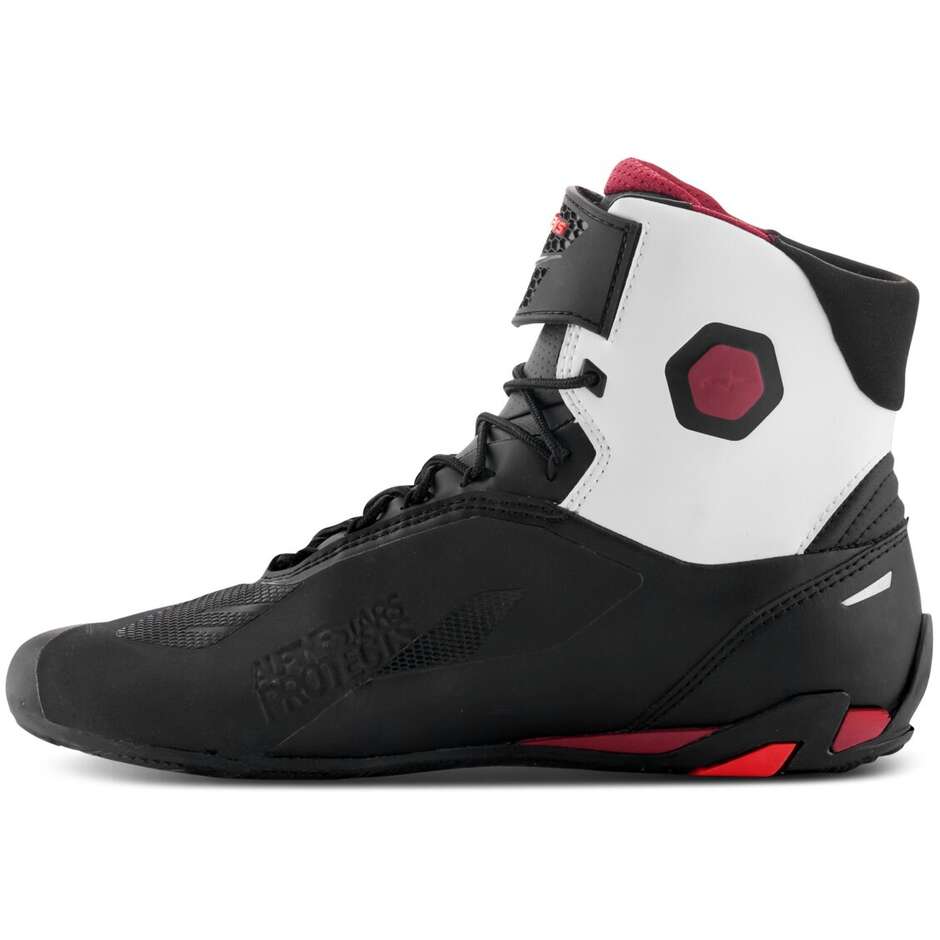 Alpinestars FASTER-4 Motorcycle Shoes Black White Dark Red
