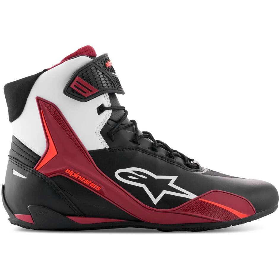 Alpinestars FASTER-4 Motorcycle Shoes Black White Dark Red