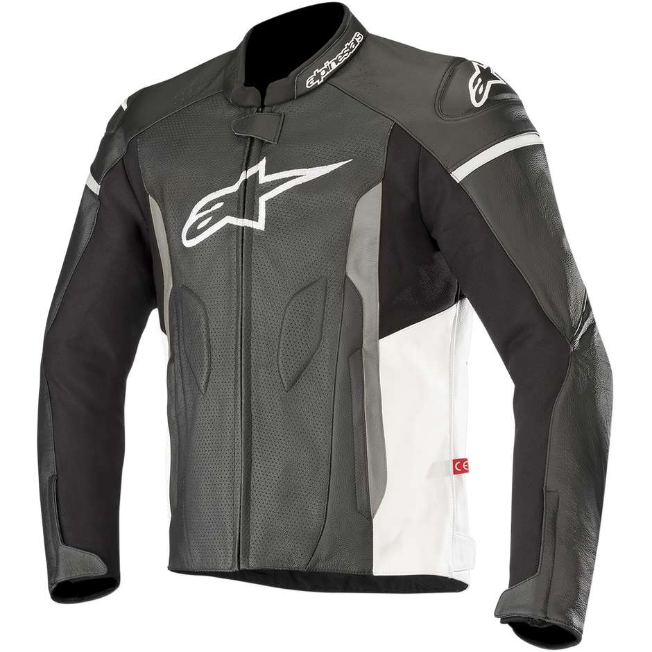 Alpinestars FASTER AIRFLOW Motorradjacke aus perforiertem Leder Schwarz Weiß