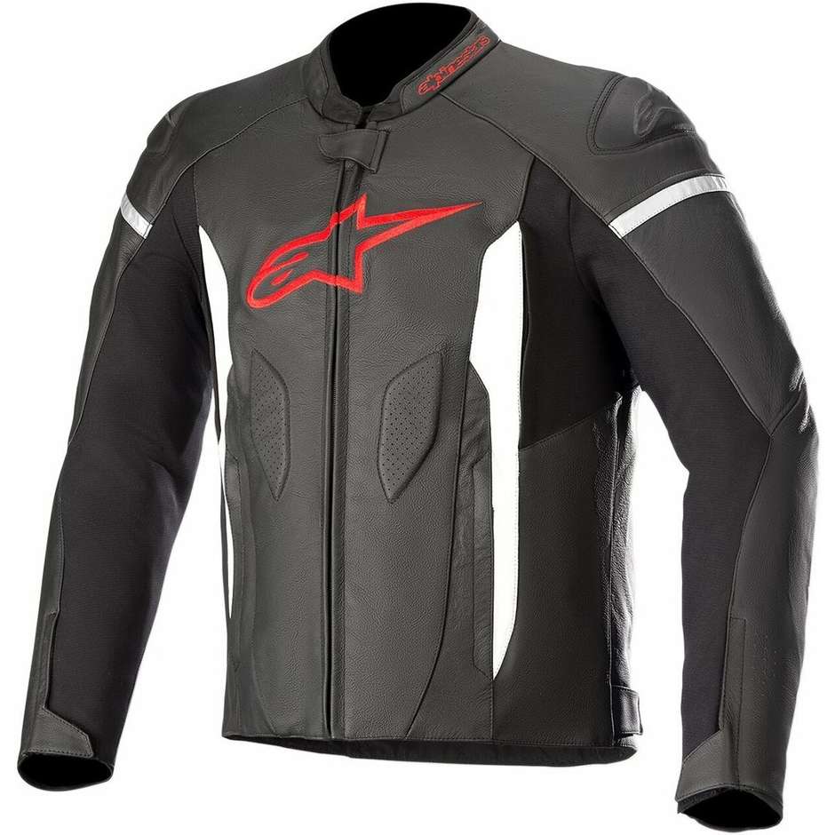 Alpinestars FASTER AIRFLOW Perforated Leather Motorcycle Jacket Black Red Fluo
