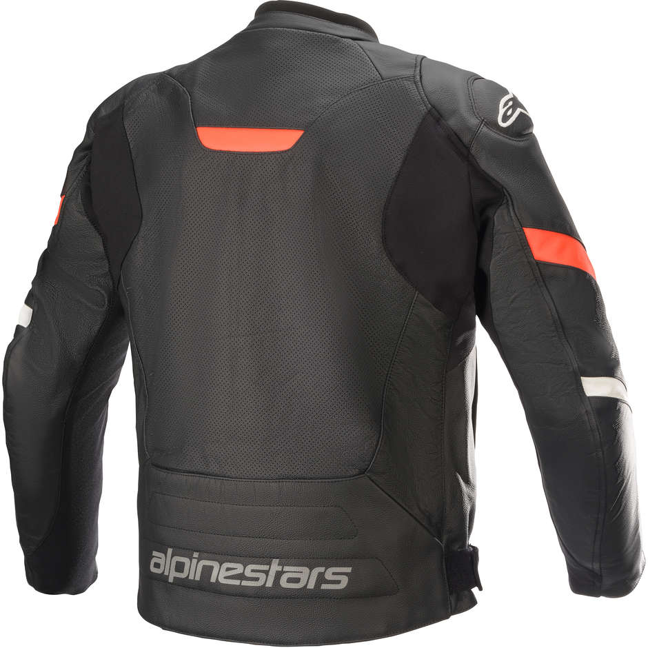 Alpinestars FASTER V2 AIRFLOW Leather Motorcycle Jacket Black White Red Fluo