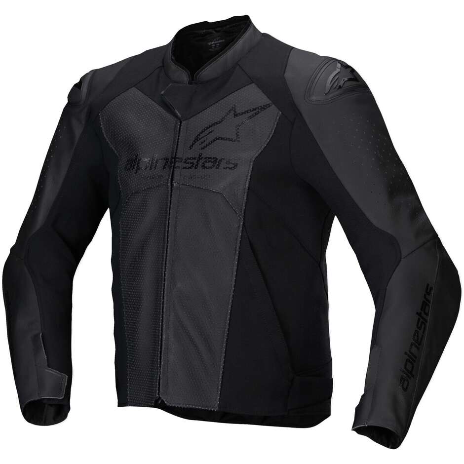 Alpinestars FASTER V3 AIRFLOW Leather Motorcycle Jacket Black Black