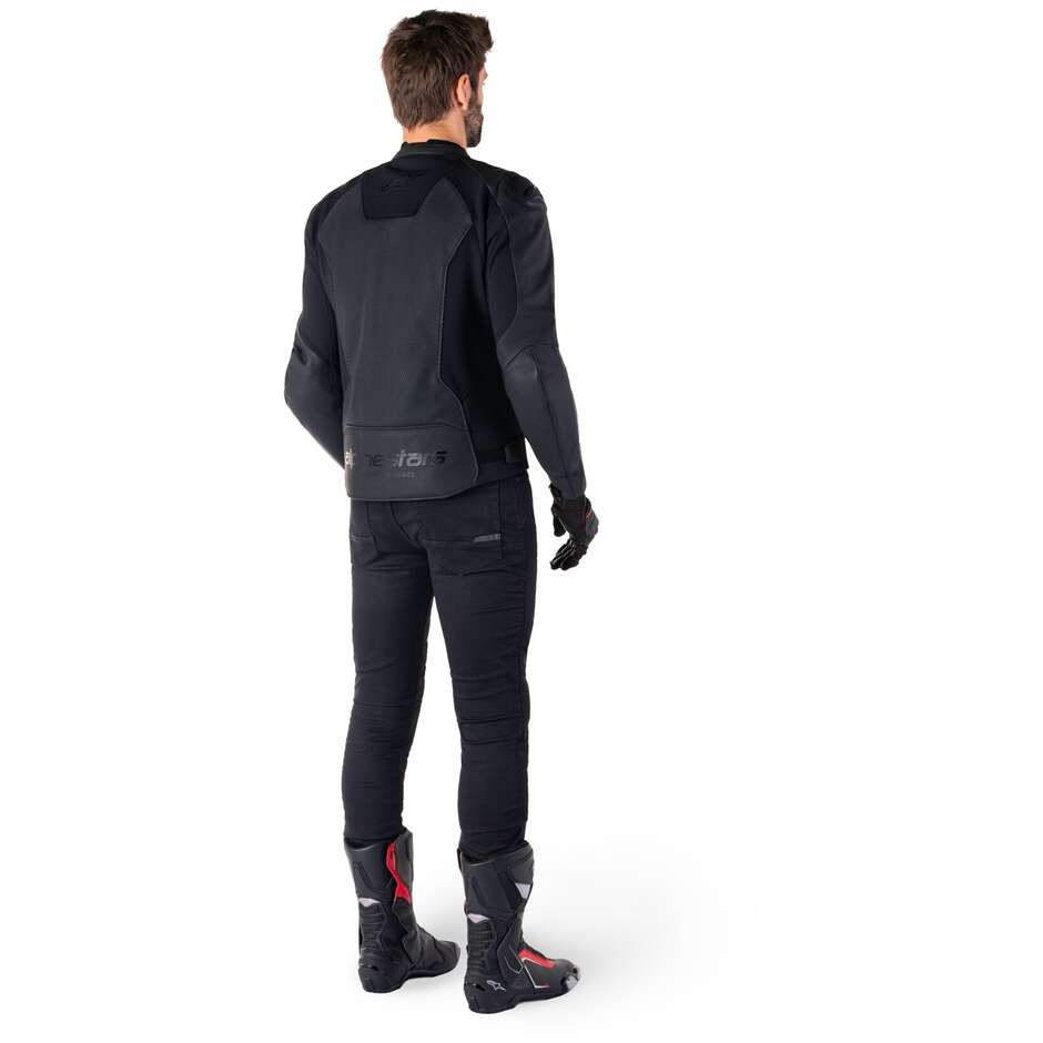 Alpinestars FASTER V3 AIRFLOW Leather Motorcycle Jacket Black Black