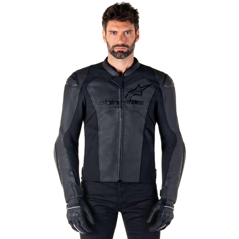 Alpinestars FASTER V3 Leather Motorcycle Jacket Black Black