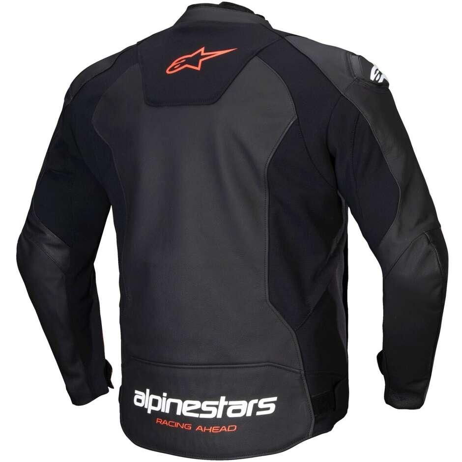 Alpinestars FASTER V3 Leather Motorcycle Jacket Black Fluorescent Red