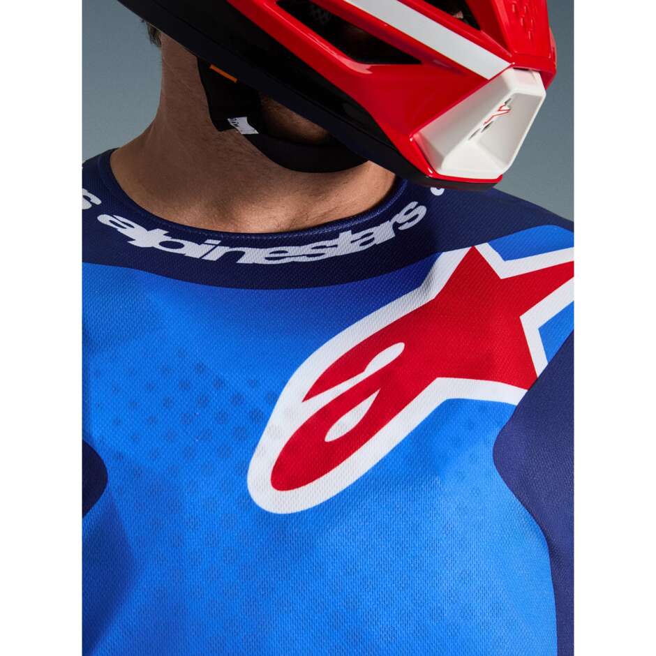 Alpinestars FLUID GRID Blau Rot Kreuz Enduro Motorradtrikot