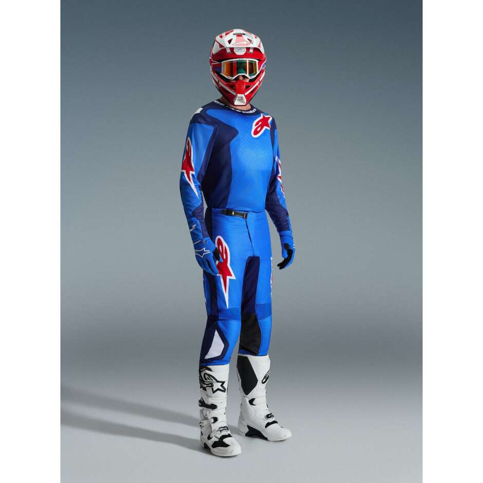 Alpinestars FLUID GRID Blue Red Cross Enduro Motorcycle Jersey