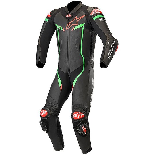 Alpinestars Full Moto Racing Leather Suit PRO PRO v2 1pc Tech-Air Compatible Black Green