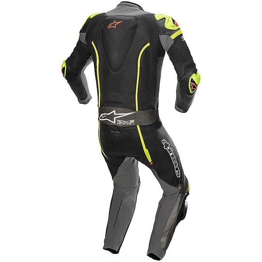 Alpinestars Full Moto Racing Leather Suit PRO PRO v2 1pc Tech-Air Compatible Black Yellow Fluo