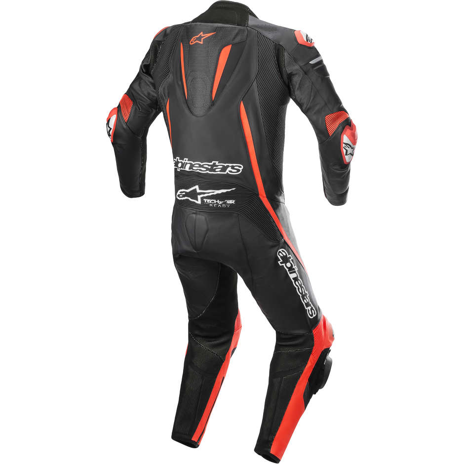 Alpinestars FUSION 1pc Professional Motorcycle Suit Black Red Fluo